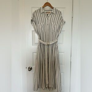 Universal Thread Striped Button-Down Midi Shirt Dress - Size Large